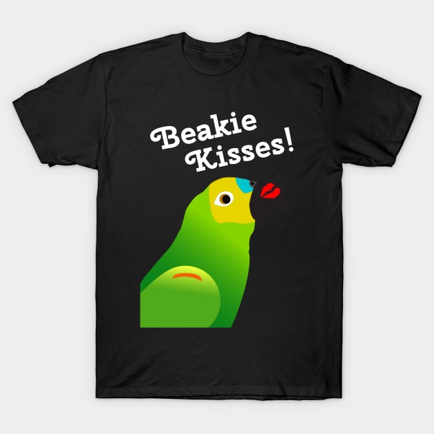 Beakie Kisses Blue Front Amazon Parrot Cute T-Shirt by Einstein Parrot